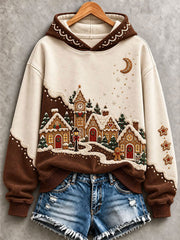 Women's Christmas Gingerbread House Print Regular Sweatshirt