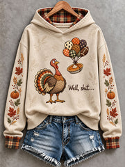 Women's Well Shit Fun Thanksgiving Print Regular Sweatshirt