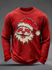 Men's Christmas Waffle Print Casual T-Shirt