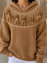 Women's Vintage Cocker Spaniel Dogs Yoke Isle Pattern Print Hoodie