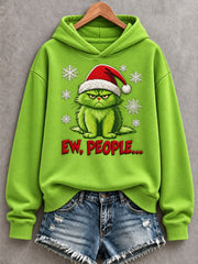 Women's Christmas Funny Ew,People Print Casual Hoodie