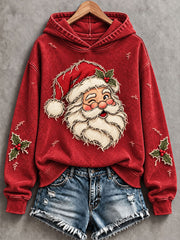 Women's Vintage Christmas Santa Claus Regular Hoodie