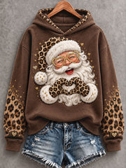 Women's Funny Santa Merry Christmas Art Printed Hoodie