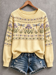 Women's Dragonfly and Iris Cozy Knit Sweater