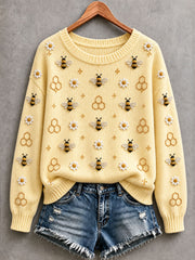 Women's Bee and Flower Cozy Knit Sweater