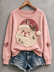 Women's Pink Santa Cozy Knit Sweater