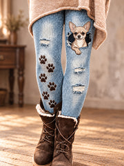 Women's Cute Dog Art Printed Leggings