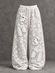 Women's Schnauzer-Print Casual Pants
