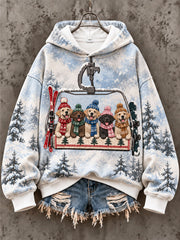 Women's Ski Lift Labrador Dog Fun Print Casual Sweatshirt