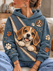 Women's Dog Printed Hoodie