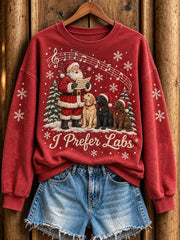 Women's Christmas Music-Themed Labs and Santa Claus Pattern Casual Sweatshirt
