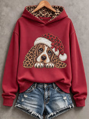 Women's Christmas Charlie King Corgi Print Casual Sweatshirt