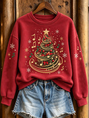 Women's Music Christmas Tree Pattern Casual Sweatshirt