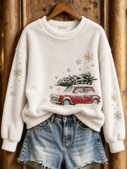 Women's Winter Christmas Pattern Casual Flannel Sweatshirt