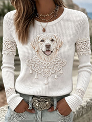 Women's Labrador-print waffle-knit T-shirts