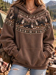 Women's Vintage Bernese Mountain Dogs Pattern Casual Hoodie