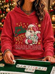 Women's Christmas Mahjong Print Casual Hoodie
