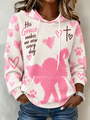 Women's Cat Faith His Grace Makes Me New Every Day Printed Hoodie