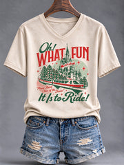 Women's Oh What Fun It Is To Ride Christmas T-shirt