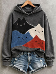 Women's Cute Cat Patchwork Art Hoodie