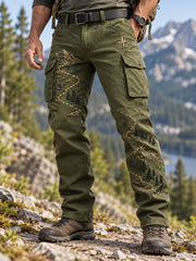 Men's Wilderness Trail Print Hike Lovers Casual Cargo Pants