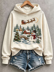 Women's Vintage Santa And Snowman Hoodie