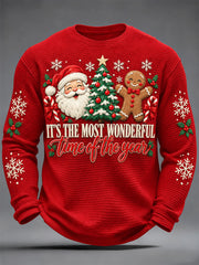 Men's Its The Most Wonderful Time Of The Year Print Waffle Long Sleeve Top