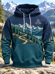 Men's Wilderness Trail Print Hike Lovers Casual Hoodie