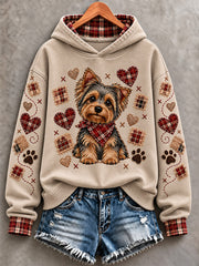 Women's Cute Patchwork Dog Print Hoodie