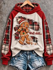 Women's Funny Christmas Gingerbread Man Art And Then I Just Snapped Hoodie