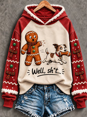 Women's Funny Christmas Gingerbread Man Art And Then I Just Snapped Hoodie