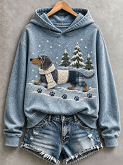 Women's Cute Dachshund In The Snow Hoodie