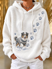 Women's Winter Australian Shepherd Pattern Causal Flannel Hoodie