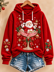 Women's Cute Christmas Cute Santa Claus Flannel Hoodie