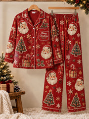 Women's Christmas Santa Print Pajama Set