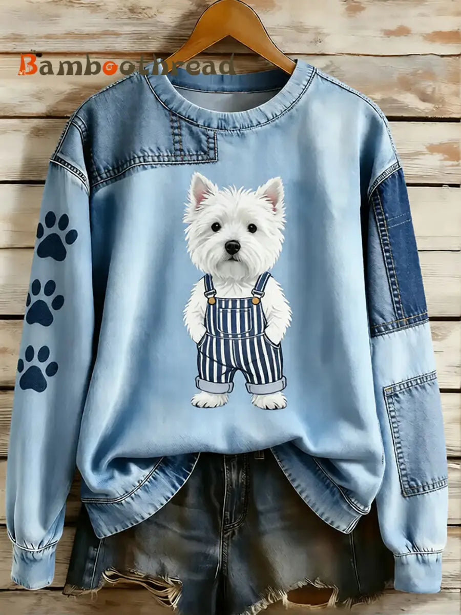 Women’s Animal Lovers Dog Print Sweatshirt As picture / S
