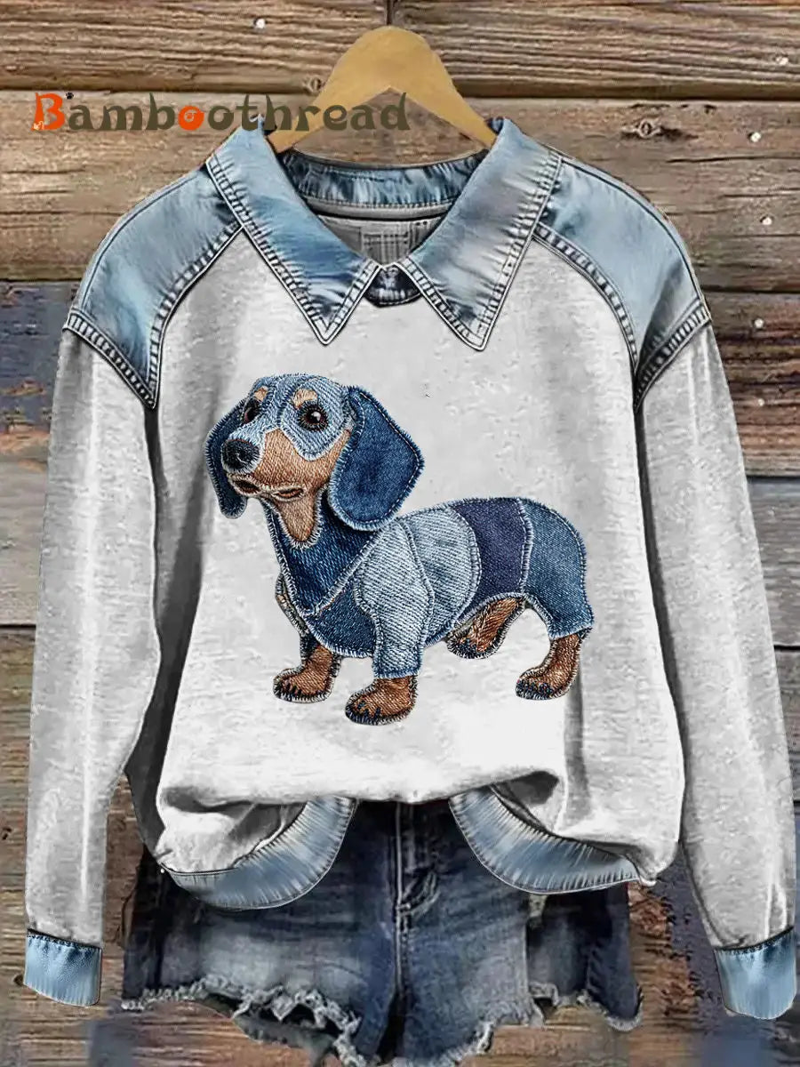 Women’s Animal Print Patchwork Lapel Long Sleeved Sweatshirt Gray / S