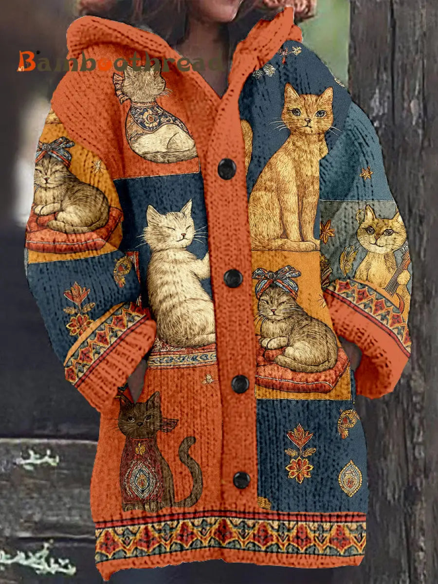 Women’s Autumn Cats Hooded Jacket As picture / S