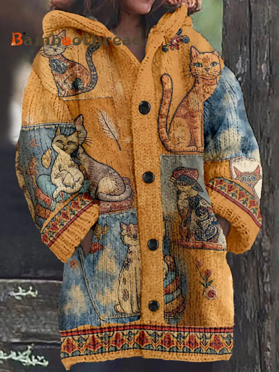 Women’s Autumn Cats Hooded Jacket As picture / S