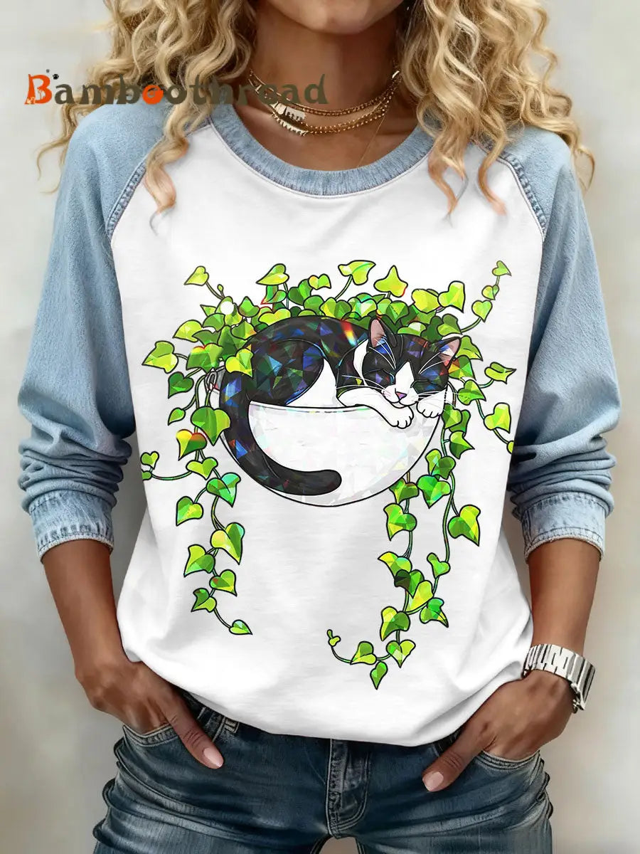 Women’s Cat Print Sweatshirts As picture / S