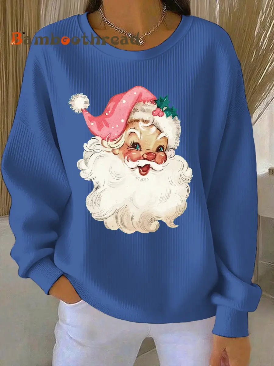 Women’s Christmas Print Casual Sweatshirt Blue / S