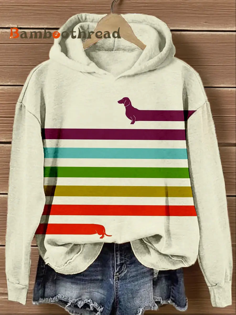 Women’s Colorful Dachshund Art Print Hoodie As picture / S