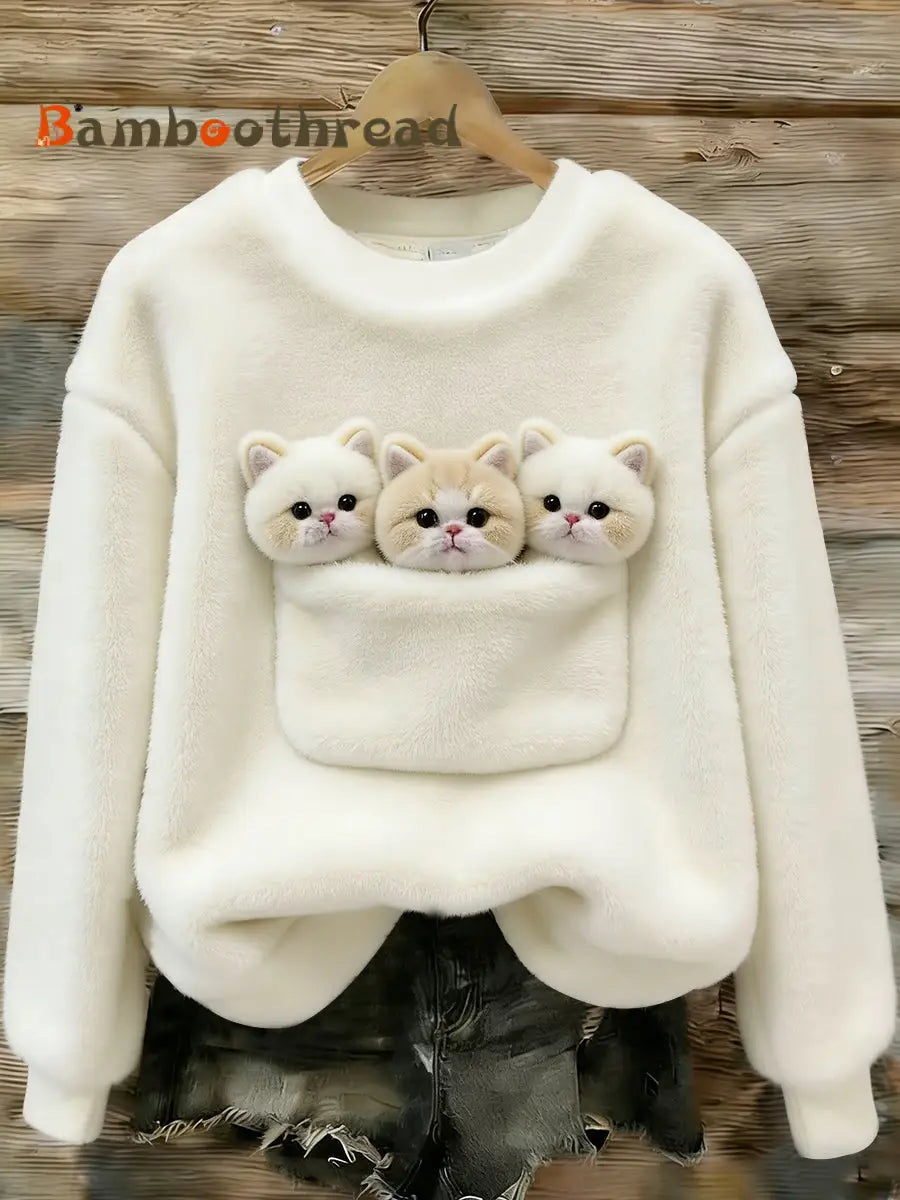 Women’s Cute Animal Art Print Casual Flannel Sweater As picture / S