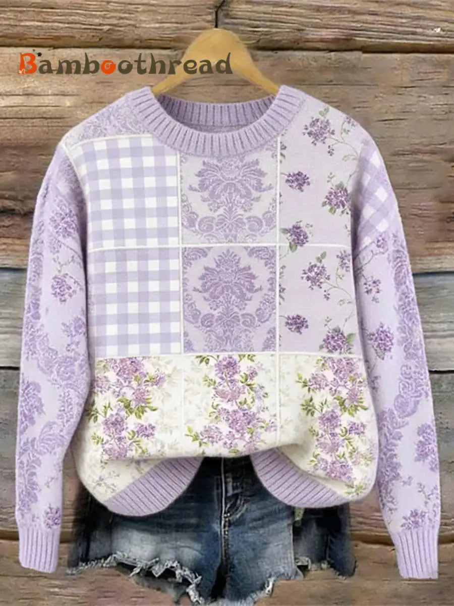 Women’s Floral Print Casual Sweatshirt Purple / S