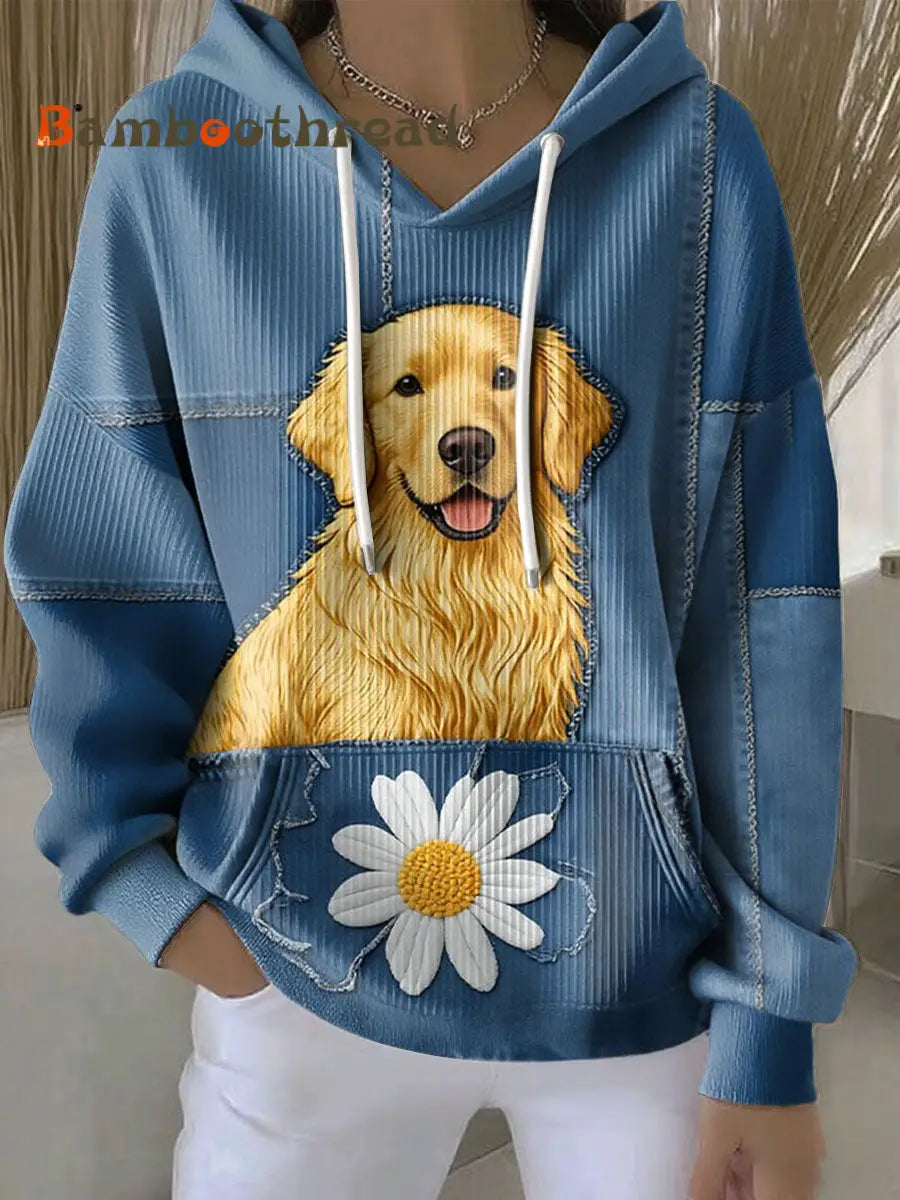 Women’s Golden Retriever Hoodies Blue / S