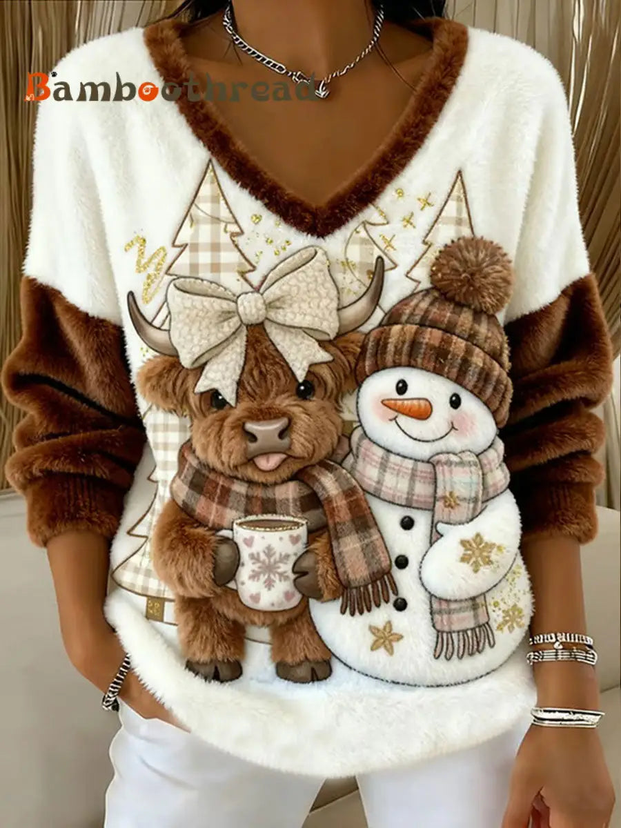 Women’s Highland Cow Print Casual Top As picture / S