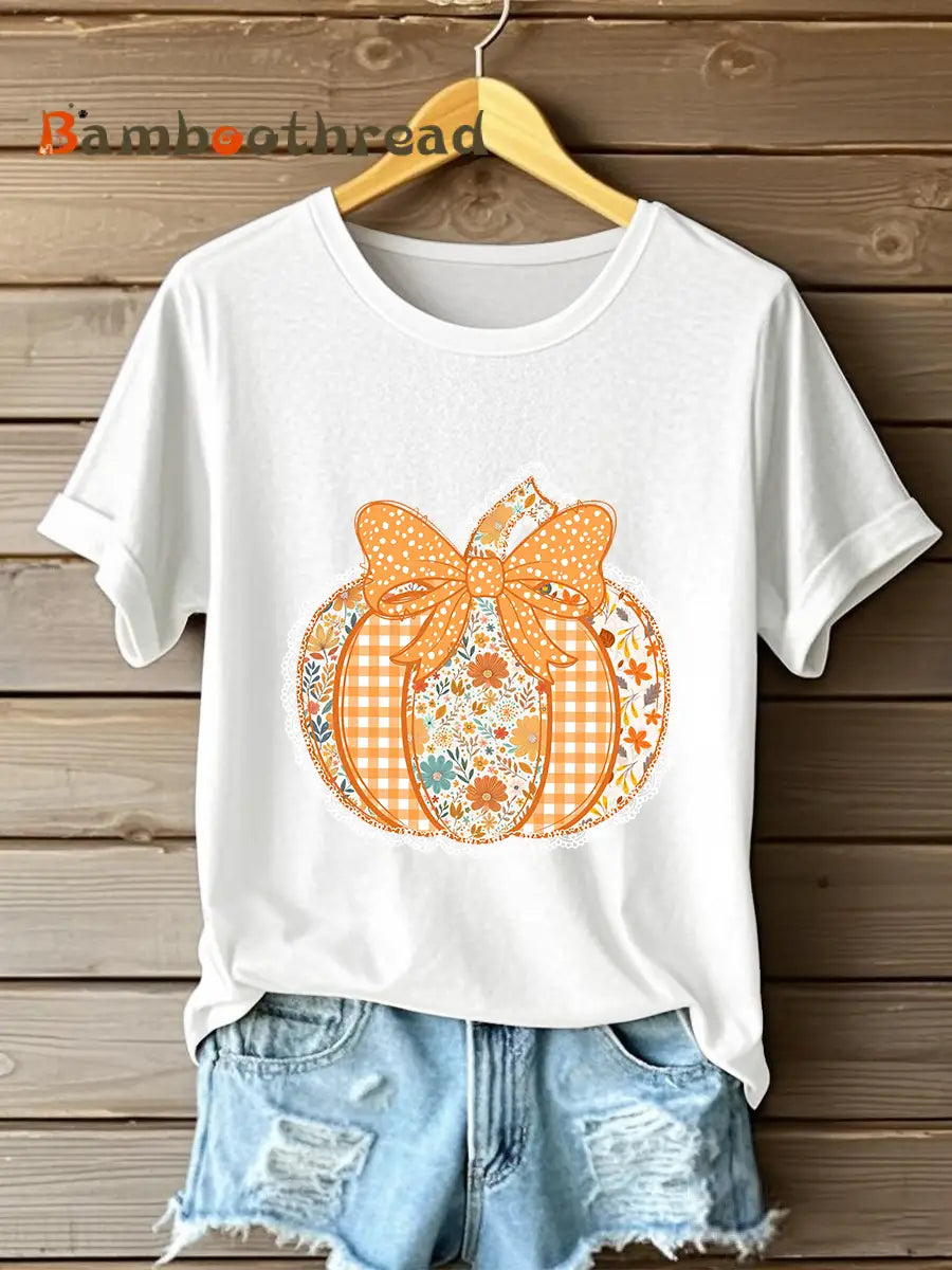 Women’s Pumpkin Art Print Casual Sweatshirt White / S