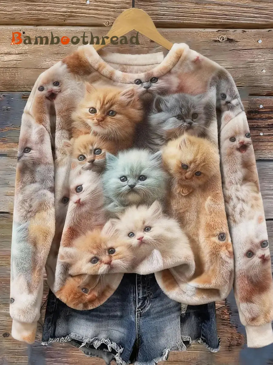 Women’s Retro Animal Art Print Casual Flannel Top A / S