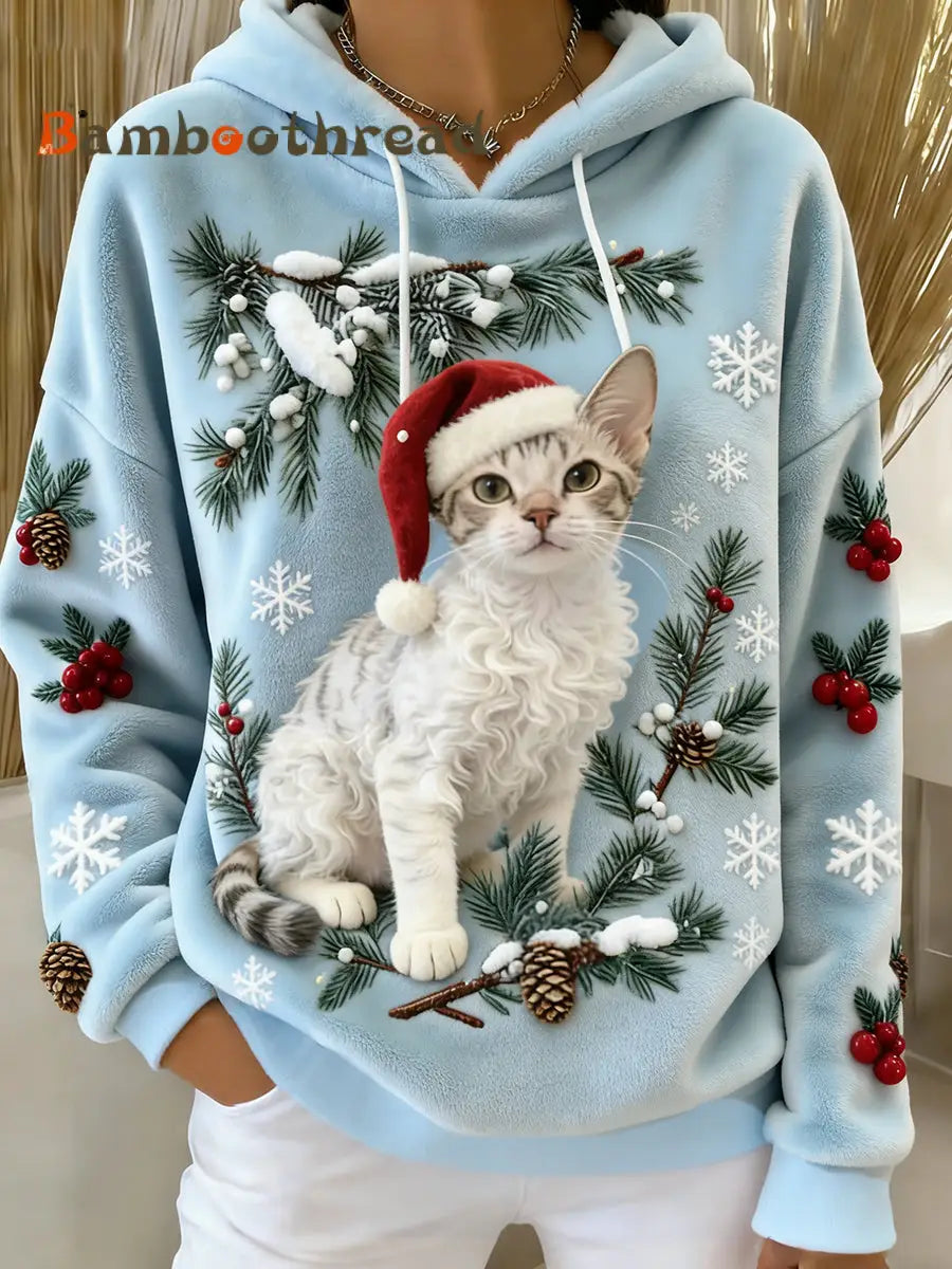 Women’s Retro Animal Art Print Comfortable Flannel Hooded Sweatshirt A / S