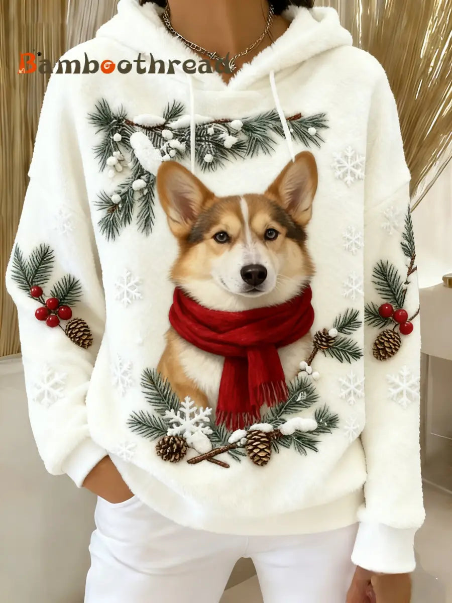 Women’s Retro Animal Art Print Comfortable Flannel Hooded Sweatshirt A / S